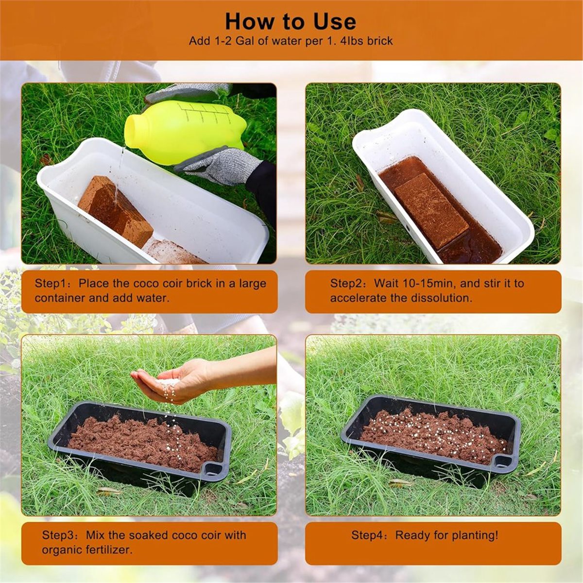 Substrate Coconut Fiber - HITL 3パック ブリック、植物用、低PH＆ECのココナッツファイバー基質、有機ココナッツファイバー